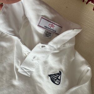 CPC Childrenswear White Polo Shirt with Nautical Embroidery, 9-12 mo